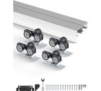 VEVOR Kit quincaillerie pour porte coulissante 1524 mm, kit rail pour porte de placard coulissante robuste en alliage d'alu avec poignées à doigts, pour système 2 portes, pour épaisseur porte 35-45 mm