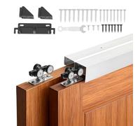 VEVOR Kit de Quincaillerie pour Porte Coulissante Parallèle, Système Coulissant pour Porte de Placard Double Rails 121,9 cm en Alliage d'Aluminium, pour Vantail Épaisseur 2,5-4,5 cm Largeur 61 cm