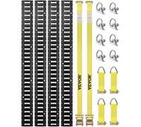 VEVOR Kit de rails d'arrimage E-Track, 18PCS 1524 mm, avec 4 rails acier, 8 anneaux d'ancrage toriques, 4 attaches anneau D, 2 sangles à cliquet, accessoires fixation pour motos, cargo, vélos, 907 kg