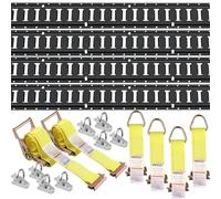 VEVOR Kit de rails d'arrimage E-Track, 18PCS 1524 mm, avec 4 rails acier, 8 anneaux d'ancrage toriques, 4 attaches anneau D, 2 sangles à cliquet, accessoires fixation pour motos, cargo, vélos, 907 kg