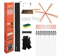 VEVOR Kit de Ramonage 10 m Brosse Ramonage Cheminée Extensible Outil de Nettoyage Flexible 90° pour Conduits de Cheminées Carrées Rectangulaires Arquées, avec Poils de Rechange, Lunettes de Protection