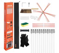 VEVOR Kit de Ramonage 12 m Brosse Ramonage Cheminée Extensible Outil de Nettoyage Flexible 90° pour Conduits de Cheminées Carrées Rectangulaires Arquées, avec Brosses Rechange, Lunettes de Protection