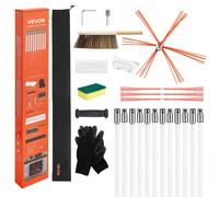 VEVOR Kit de Ramonage 12 m Brosse Ramonage Cheminée Extensible Outil de Nettoyage Flexible 90° pour Conduits de Cheminées Carrées Rectangulaires Arquées, avec Brosses Rechange, Lunettes de Protection