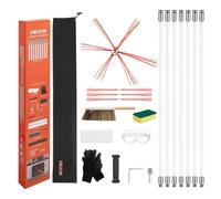 VEVOR Kit de Ramonage 7 m Brosse Ramonage Cheminée Extensible Outil de Nettoyage Flexible 90° pour Conduits de Cheminées Carrées Rectangulaires Arquées, avec Poils de Rechange, Lunettes de Protection