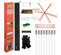 VEVOR Kit de Ramonage 8 m Brosse Ramonage Cheminée Extensible Outil de Nettoyage Flexible 90° pour Conduits de Cheminées Carrées Rectangulaires Arquées, avec Poils de Rechange, Lunettes de Protection