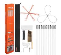 VEVOR Kit de Ramonage 9 m Brosse de Cheminée Extensible, avec Double Tête de Brosse, Tiges en Nylon, Lunettes de Protection, Outils de Nettoyage Foyer pour Cheminées Carrées, Rectangulaires, Arquées