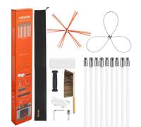 VEVOR Kit de Ramonage 9 m Brosse de Cheminée Extensible, avec Double Tête de Brosse, Tiges en Nylon, Lunettes de Protection, Outils de Nettoyage Foyer pour Cheminées Carrées, Rectangulaires, Arquées