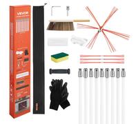 VEVOR Kit de Ramonage 9 m Brosse de Cheminée Extensible, avec Poils de Rechange, Tiges en Nylon, Lunettes de Protection, Outils de Nettoyage de Foyer pour Cheminées Carrées, Rectangulaires, Arquées
