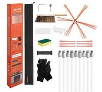VEVOR Kit de Ramonage 9 m Brosse de Cheminée Extensible, avec Poils de Rechange, Tiges en Nylon, Lunettes de Protection, Outils de Nettoyage de Foyer pour Cheminées Carrées, Rectangulaires, Arquées