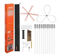 VEVOR Kit de Ramonage de Cheminée Extensible à 10 m, Kit de Nettoyage avec 2 Têtes de Brosse pour Cheminée Carrée, Rectangulaire et en Arche, Cannes Flexibles en Nylon, Lunettes de Protection, Brosse
