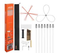 VEVOR Kit de Ramonage de Cheminée Extensible à 7 m, Kit de Nettoyage avec 2 Têtes de Brosse pour Cheminée Carrée, Rectangulaire et en Arche, Cannes Flexibles en Nylon, Brosse et Lunettes de Protection