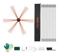 VEVOR Kit de Ramonage Poêle Pellet Cheminée 10 m Brosse de Nettoyage 360° avec 10 Tiges Flexibles Nylon Accessoires Nombreux pour Conduits Cheminée Usage Domestique Convient à la Plupart des Conduits