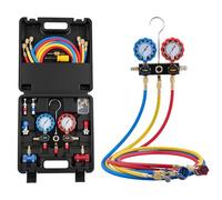 VEVOR Kit de Recharge de Réfrigérant de Climatisation Automobile R134a R404A R1234yf R22, Manomètre Frigoriste 3 Voies, pour Fluide Frigorigène, avec Flexibles, Adaptateurs, Raccords Rapides Robinets