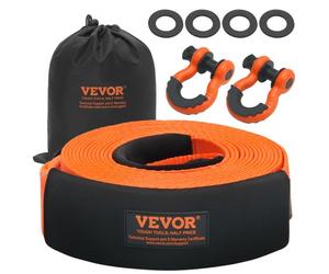 VEVOR Kit de récupération de sangle de remorquage robuste, 76,2 mm x 9,1 m, corde de treuil pour protéger les arbres, 16329 kg, boucle triple renforcée, manchons de protection, pour camion Jeep SUV