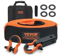 VEVOR Kit de récupération de sangle de remorquage robuste en polyester, 76,2 mm x 9,1 m, corde de treuil, 16329 kg, boucle triple renforcée, sangle d'arrachage, récepteur d'attelage à manille de 50 mm