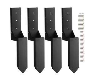 VEVOR Kit de réparation de poteau de clôture, 4 pcs, support de poteau en acier robuste, intérieur 89 x 89 mm, piquet d'ancrage au sol pour réparation de poteau de clôture en bois incliné ou cassé