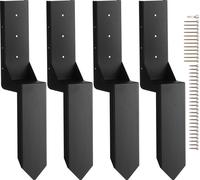 VEVOR Kit de réparation pour ancrage de poteaux de clôture Lot de 4 diamètres intérieurs 8,9 x 8,9 cm Poteaux de soutien en acier pour poteaux de clôture Piquet de terre d'ancrage pour la réparation d