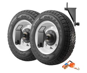 VEVOR Kit de roue de conteneur d'expédition à 8 pattes, kit d'essieu de conteneur d'expédition avec pneus, cric élévateur et crochets en J, déplacement de 6 à 12 m, pour quai, entrepôt, chantier, noir