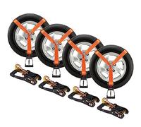 VEVOR Kit de Sangles d'Arrimage pour Jante 4PCs, Sangles de Pneu à Cliquet 5,08x305 cm, Charge de Travail de 2500 kg, Résistance à la Rupture de 5000 kg, avec Mousquetons pour VTT Moto Camion SUV