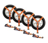 VEVOR Kit de Sangles d'Arrimage pour Jante 4PCs, Sangles de Pneu Style Lasso 5,08x305 cm, Charge de Travail de 2500 kg, Résistance à la Rupture de 5000 kg, avec Crochets Plats pour VTT Moto Camion SUV