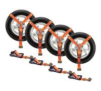 VEVOR Kit de Sangles d'Arrimage pour Jante 4PCs, Sangles de Pneu Style Lasso 5,08x305 cm, Charge de Travail de 2500 kg, Résistance à la Rupture de 5000 kg, avec Crochets Plats pour VTT Moto Camion SUV