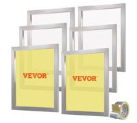 VEVOR Kit de sérigraphie, 6 Cadres de sérigraphie en Aluminium, 50,8 x 61 cm avec Maille de 110 Points, Maille en Nylon Haute Tension et Ruban d'étanchéité pour t-Shirts, Impression à Faire soi-même