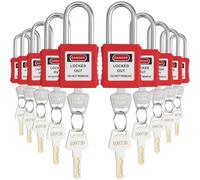 VEVOR Kit de serrures de verrouillage, 10 pcs, cadenas de verrouillage de sécurité rouge, avec 2 clés par serrure, conformes à la norme OSHA, cadenas de sécurité pour kits de verrouillage électrique