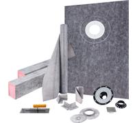 VEVOR Kit de seuil de douche, 96,5 x 152,4 cm, support de seuil de douche étanche avec bride de collage en PVC décalé de 10,2 cm, grille en acier inoxydable de 10,2 cm, 2 seuils de douche découpables