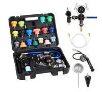 VEVOR Kit de Test de Pression et de Recharge de Système de Refroidissement 31PCs, Testeur de Pression de Radiateur avec 3 Adaptateurs Métalliques, Pompe de Pression et Remplissage en Plastique