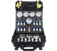VEVOR Kit de Test de Pression Hydraulique 10/100/250/400/600 bar 5 Manomètres 13 Raccords Essai 14 Connecteurs T 5 Tuyaux Test Kit Jauge Hydraulique Mallette pour Machines Construction Excavatrice