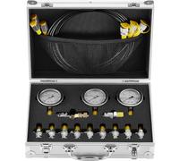 VEVOR Kit de Test de Pressio1 Hydraulique, 250/400/600 bars, 3 Manomètres, 11 Raccords, 3 Tuyaux de Test, Jauge de Test Hydraulique pour Excavatrice avec Étui de Transport pour Machine de Construction