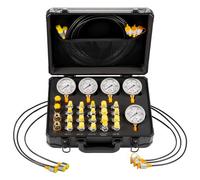 VEVOR Kit de Test de Pression Hydraulique, 5 Manomètres Numériques 10/60/160/400/600 bar avec 20 Raccords, 4 Raccords Rapides et 3 Tuyaux, pour Excavatrices Machines de Construction Chantier