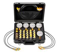 VEVOR Kit de Test de Pression Hydraulique, 5 Manomètres Numériques 10/60/160/400/600 bar avec 20 Raccords, 4 Raccords Rapides et 3 Tuyaux, pour Excavatrices Machines de Construction Chantier