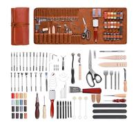 VEVOR Kit de travail du cuir, 92 pièces, outils d'artisanat du cuir avec sac de rangement portable, pour gravure, poinçonnage, couture, estampage, ponçage, pour débutants, bricoleurs et professionnels