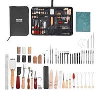 VEVOR Kit de travail du cuir, 59 pièces, outils d'artisanat du cuir avec sac de rangement en toile, pour gravure, poinçonnage, couture, estampage, découpe, pour débutants, bricoleurs et professionnels