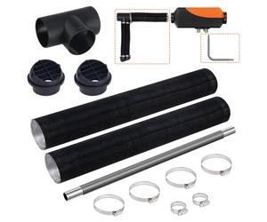 VEVOR Kit de Tuyaux de Chauffage Diesel, Conduit d’Air Extensible de 75 mm, Tuyau d'Échappement en Inox de 25 mm, 2 Bouches d'Aération, Collier de Serrage, pour Chauffages de Stationnement Diesel