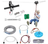 VEVOR Kit de tyrolienne pour enfants et adultes, kits de tyrolienne de 36,6 m jusqu'à 226,8 kg, tyrolienne à installation rapide pour jardin et extérieur, divertissement pour aire de jeux avec tyroli