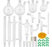 VEVOR Kit de Verrerie de Laboratoire 32 pcs, Équipement de Distillation Laboratoire de Chimie Verre Borosilicaté 3,3 Organique, Kit de Verrerie de Laboratoire Matériaux de Verre de Laboratoire