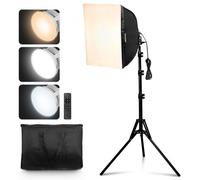 VEVOR Kit d'Éclairage Softbox 40x40 cm 3000-6500K Réglable Ampoule 45 W Trépied