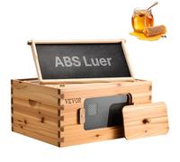 VEVOR Kit démarrage ruche avec boîte profonde, bois de sapin enduit de cire d'abeille, kit ruche Langstroth avec 10 cadres et fondations fenêtres acrylique transparent pour apiculteurs pro débutants
