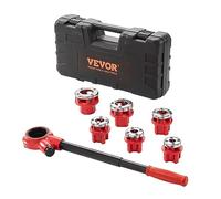 VEVOR Kit d'enfile-tuyau à cliquet avec 6 matrices, outil de filetage de tuyau à cliquet de 6,35 mm NPT à 3,8 cm NPT, ensemble d'enfile-tuyau portable avec étui de rangement pour installation et