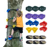 VEVOR Kit d'Escalade d'Arbre, 12 Prises d'Escalade et 6 Sangles à Cliquet, Différentes Couleurs et Formes, pour Enfants et Adultes Grimpeurs, pour l'Entraînement d'Obstacles Ninja en Plein Air