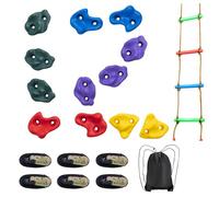 VEVOR Kit d'Escalade d'Arbre Ninja, 12 Prises d'Escalade, 6 Sangles à Cliquet et Une Échelle d'Escalade, pour Enfants et Adultes Grimpeurs, Différentes Couleurs et Formes, Aire de Jeu Extérieur