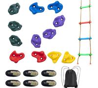 VEVOR Kit d'escalade d'arbre Ninja 12 prises d'escalade d'arbre et 6 sangles à cliquet pour enfants et adultes, différentes couleurs et formes, pour l'entraînement d'obstacle Ninja Warrior Outdoor Gue