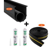 VEVOR Kit d'étanchéité pour seuils de porte de garage 4,88 m forme en U + joint torique, bande d'étanchéité universelle en PVC pour parties inférieures de portes de garage, à combiner avec la bande d'