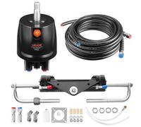VEVOR Kit Direction Hydraulique Hors-bord 150 hp Système Direction Hydraulique Bateau pour Monomoteur Station Unique, avec Pompe Barre 6,9 MPa, Cylindre de Verrouillage Bidirectionnel, Flexibles 7,9 m