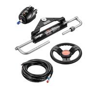 VEVOR Kit direction hydraulique hors-bord 150 CV, système de direction hydraulique pour marin avec volant, pompe de gouvernail, vérin de direction et 2 tuyaux pour bateaux monomoteurs à station unique
