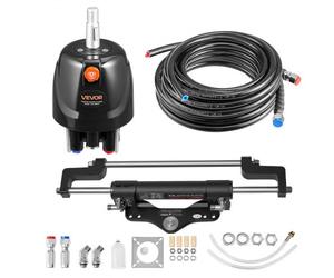 VEVOR Kit Direction Hydraulique Hors-bord 150kW (200 HP) Système Direction Hydraulique Bateau pour Monomoteur Station Unique, avec Pompe Barre 6,9 MPa, Cylindre de Verrouillage Bidirectionnel, Flexibl