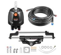 VEVOR Kit Direction Hydraulique Hors-bord 200 hp Système Direction Hydraulique Bateau pour Monomoteur Station Unique, avec Pompe Barre 6,9 MPa, Cylindre de Verrouillage Bidirectionnel, Flexibles 7,9 m