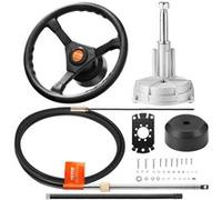 VEVOR Kit Direction Hydraulique Hors-bord Avec Câble 3,96m SS13713 et Volant 34,3cm Argent et Noir